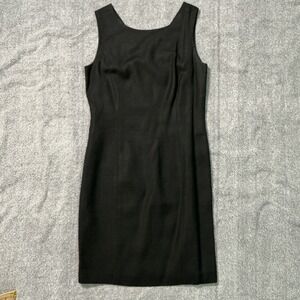 Preview Collection Womens Black Sleeveless Rayon Linen Sheath Dress Size 8 5671